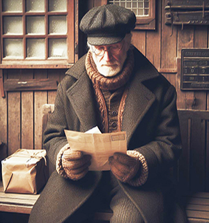 Signore anziano in un ufficio postale