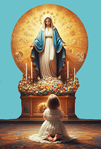 Bambina che prega la madonna