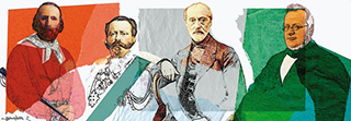 Garibaldi, Vittorio Emanuele II, Mazzini e Cavour